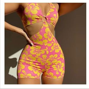 SHEIN Floral One Piece Halter Shorts